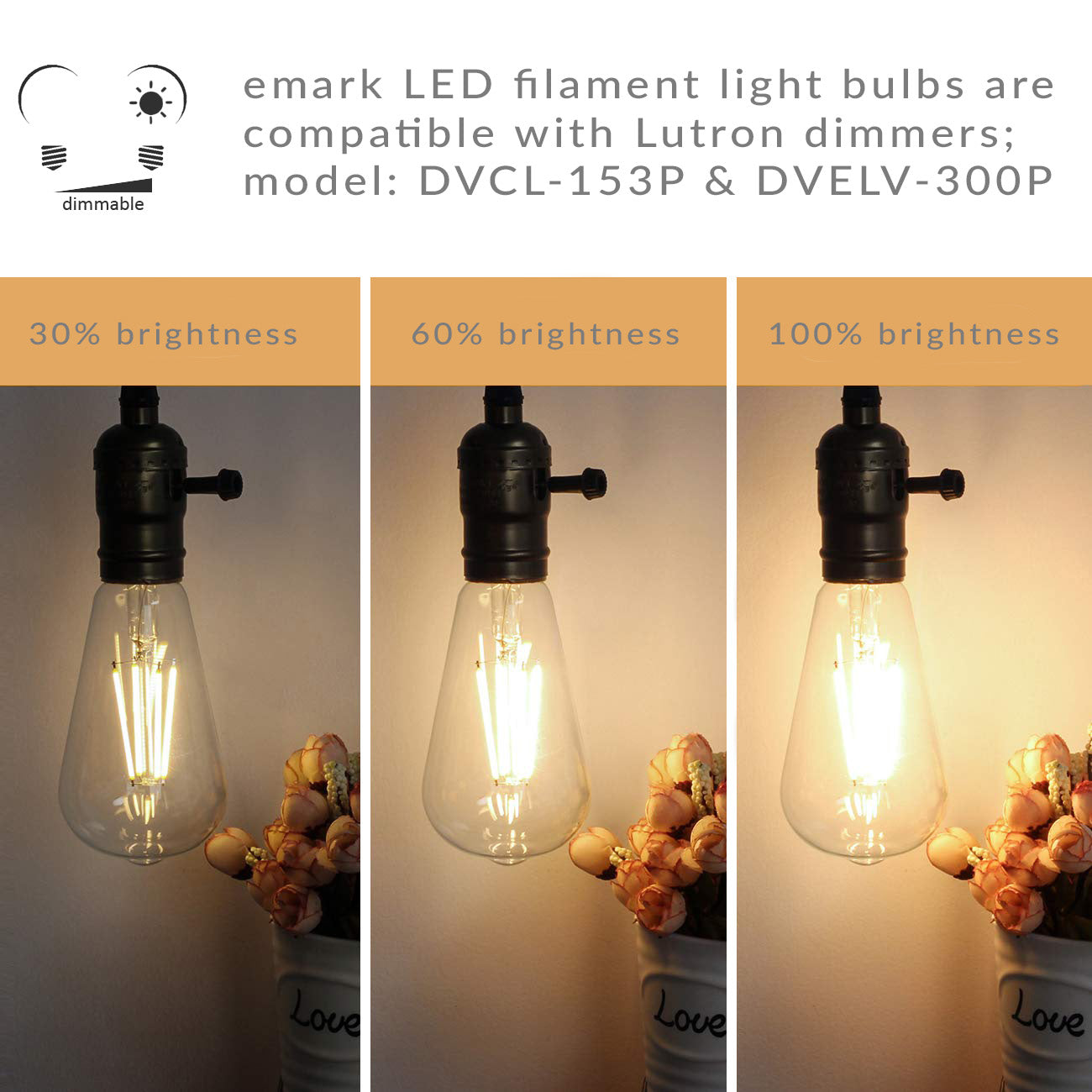 4W ST64 Dimmable Vintage LED Edison Bulbs 2700k Medium Base