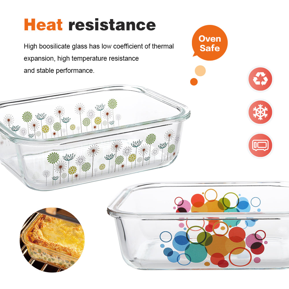 Delight King 8-Pc Glass Storage Set: Airtight, Leak-Proof Food Containers - Microwave Safe, Dishwasher Safe, Assorted Sizes 12.5-50.7oz