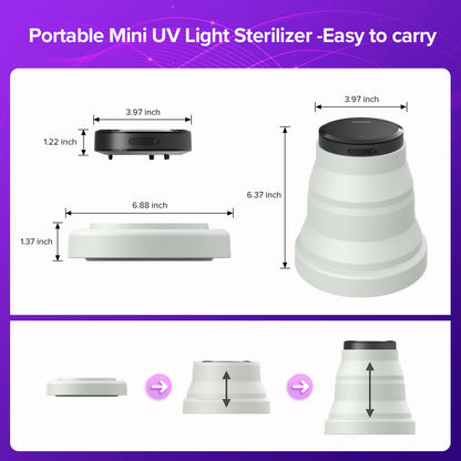 Portable UVC Light Sanitizer, 99.99% Mini Travel UV