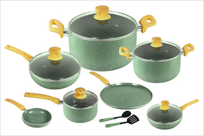 Blaze Granite Nonstick Cookware Green 12 Piece Set