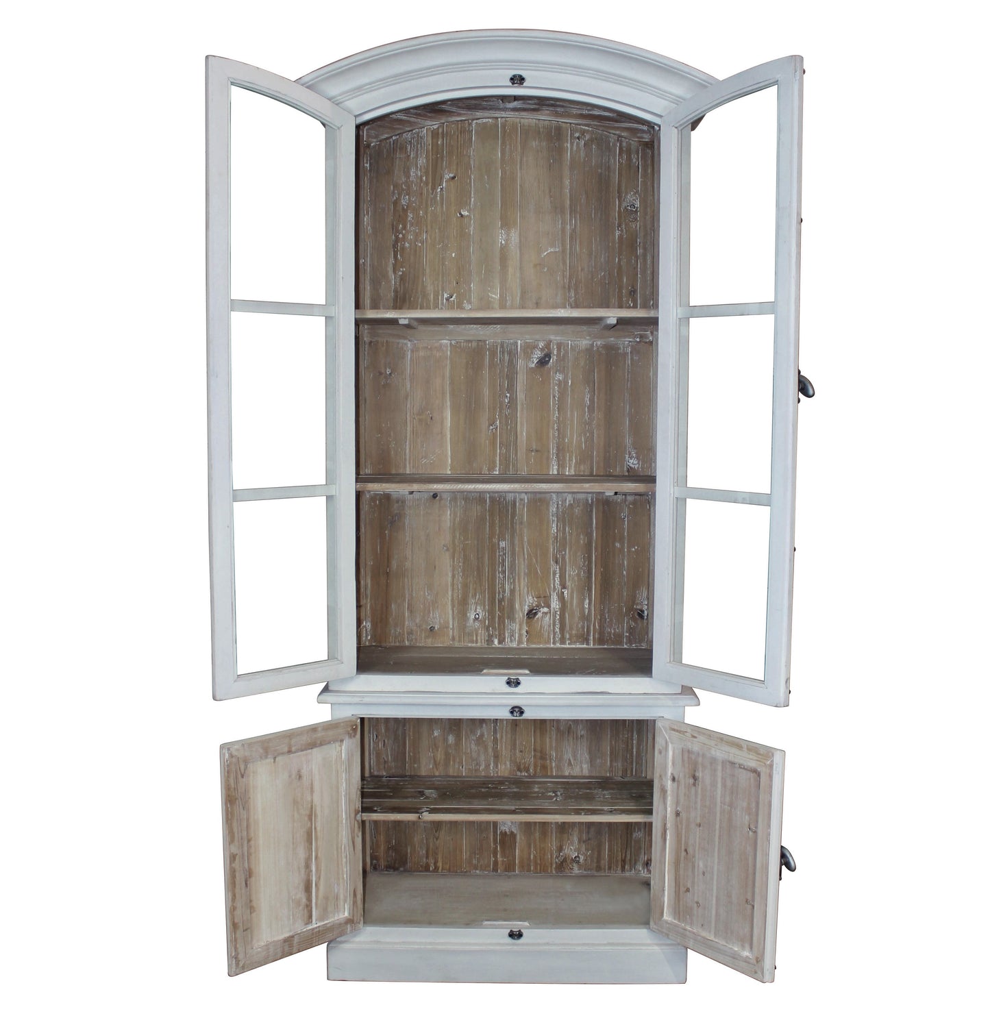 Ellerie Vitrine Cabinet, white/driftwood