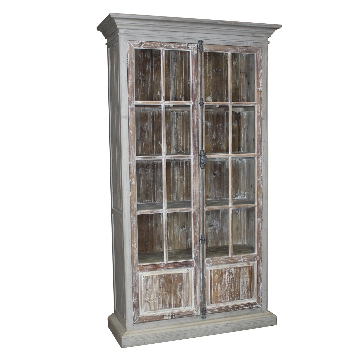 Garrity Vitrine Cabinet, light gray/driftwood