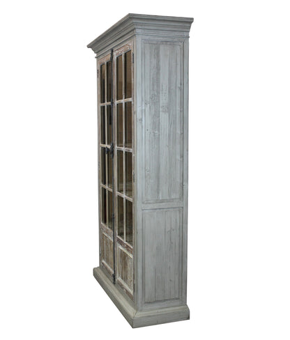 Garrity Vitrine Cabinet, light gray/driftwood