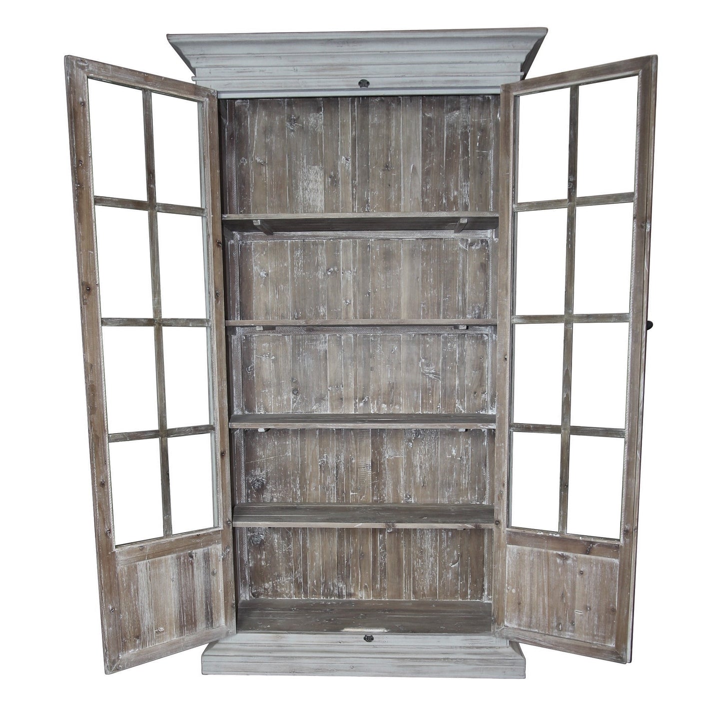 Garrity Vitrine Cabinet, light gray/driftwood