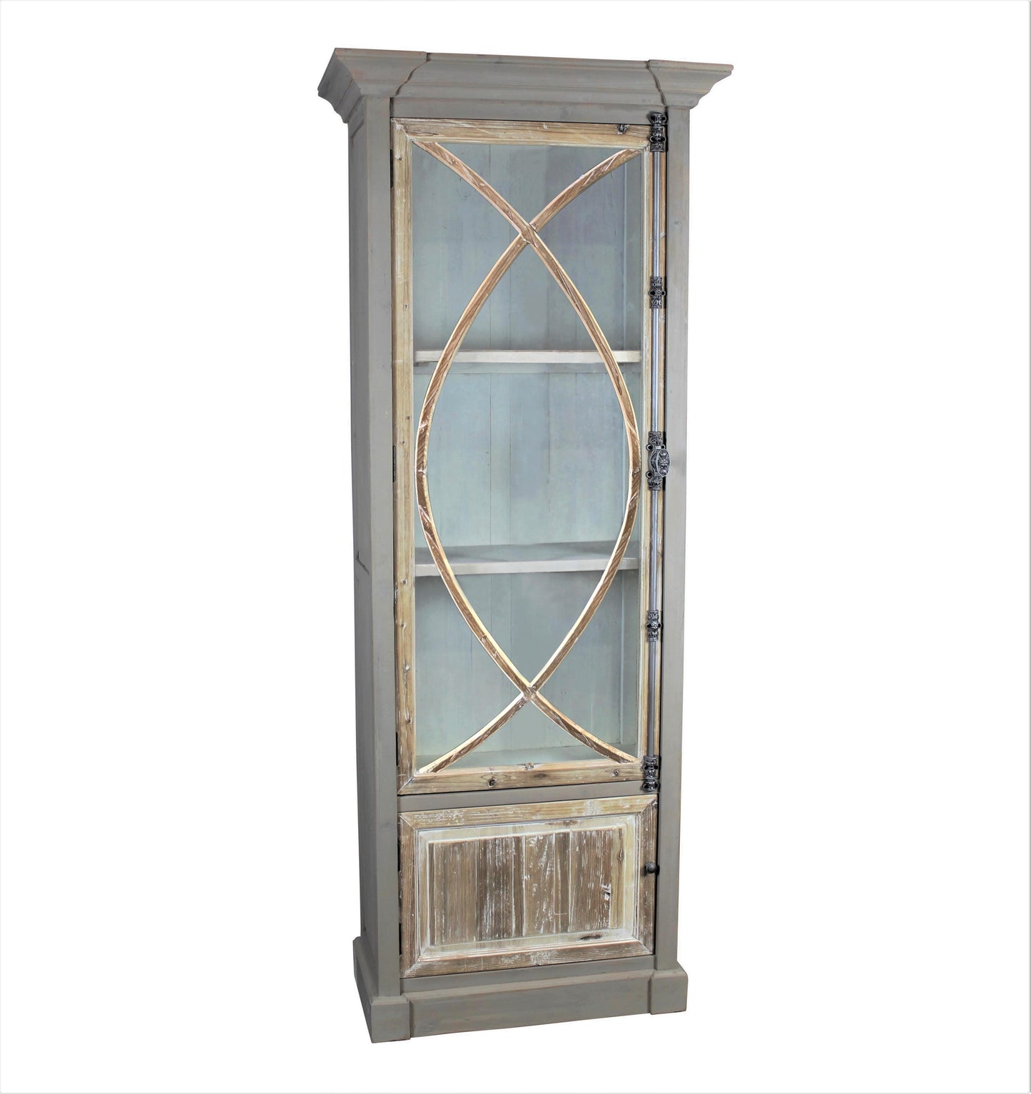 Garrity Narrow Vitrine Cabinet, natural/white