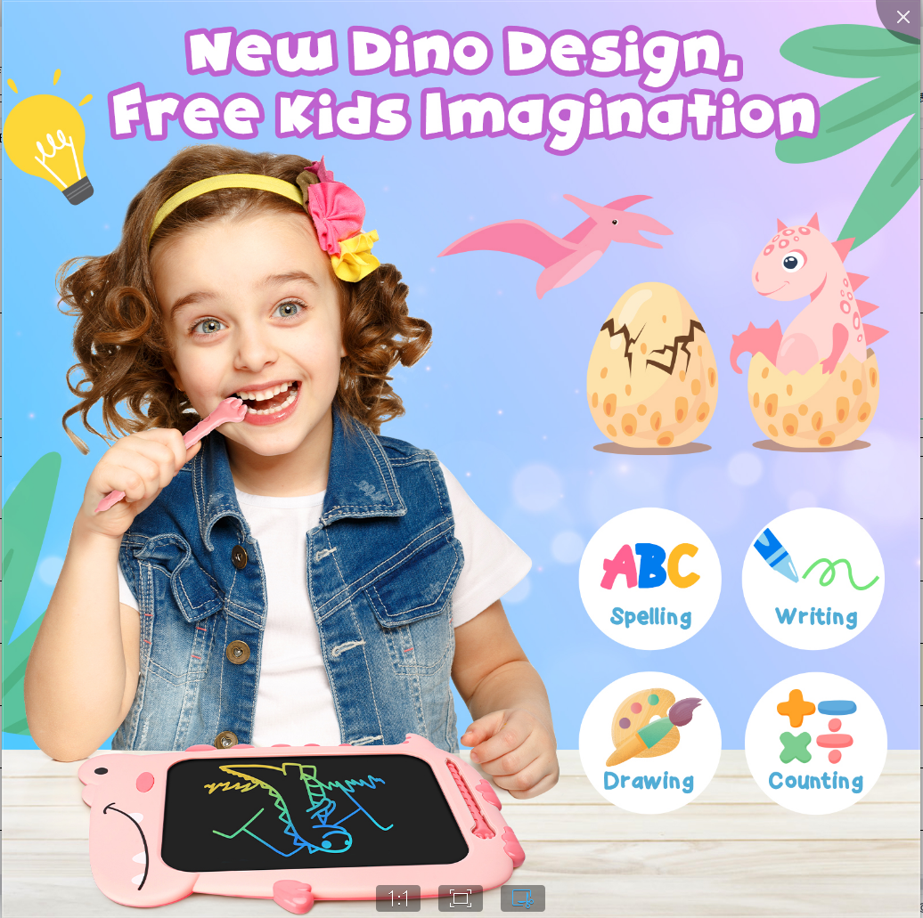 Gege Dinosaur Magna Doodle Board, Electronic Toy for Ages 1-11