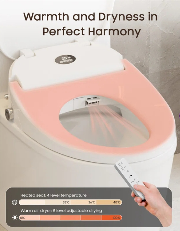 HJ-1802-LR Electronic Elongated Toilet Seat Bidet Multiple Spray Modes Wireless Remote Seat Sensor Night Light