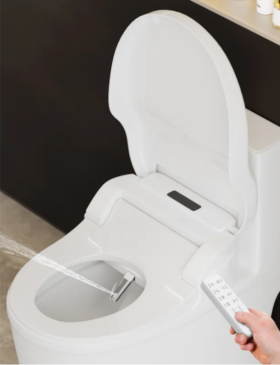 HMY-51005-LR Elongated Toilet Seat Bidet Multiple Spray Modes Wireless Remote Self-Cleaning Nozzle Seat Sensor