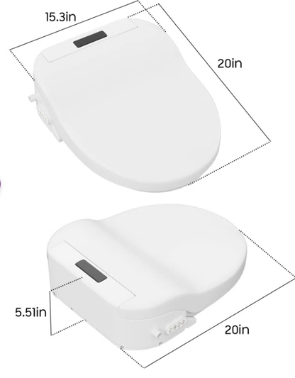 HMY-51005-LR Elongated Toilet Seat Bidet Multiple Spray Modes Wireless Remote Self-Cleaning Nozzle Seat Sensor