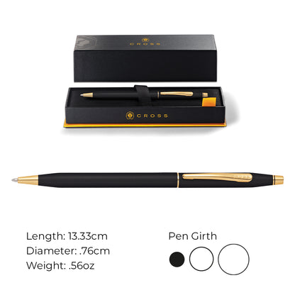 Cross Classic Century® Classic Black with 23KT Gold Plated Appointments Ballpoint Pen