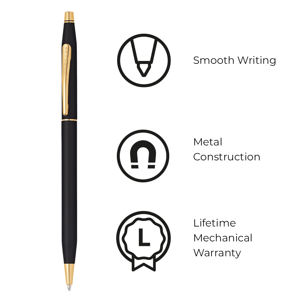 Cross Classic Century® Classic Black with 23KT Gold Plated Appointments Ballpoint Pen