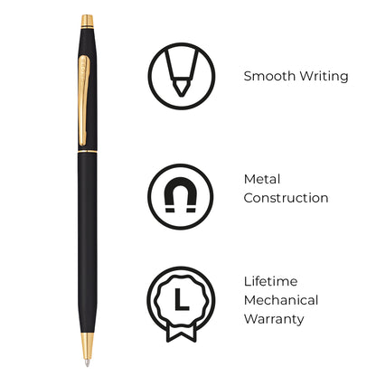 Cross Classic Century® Classic Black with 23KT Gold Plated Appointments Ballpoint Pen