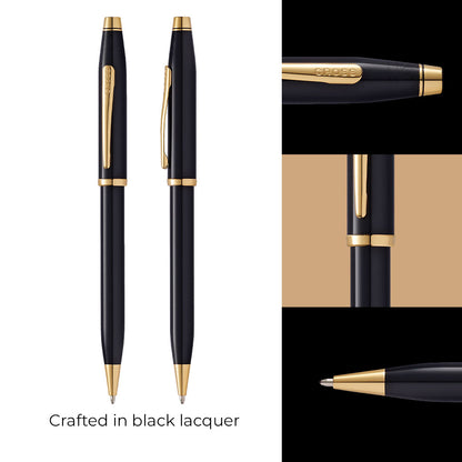 Cross Century II® Black Lacquer with 23KT Gold Plated Appointments Ballpoint Pen