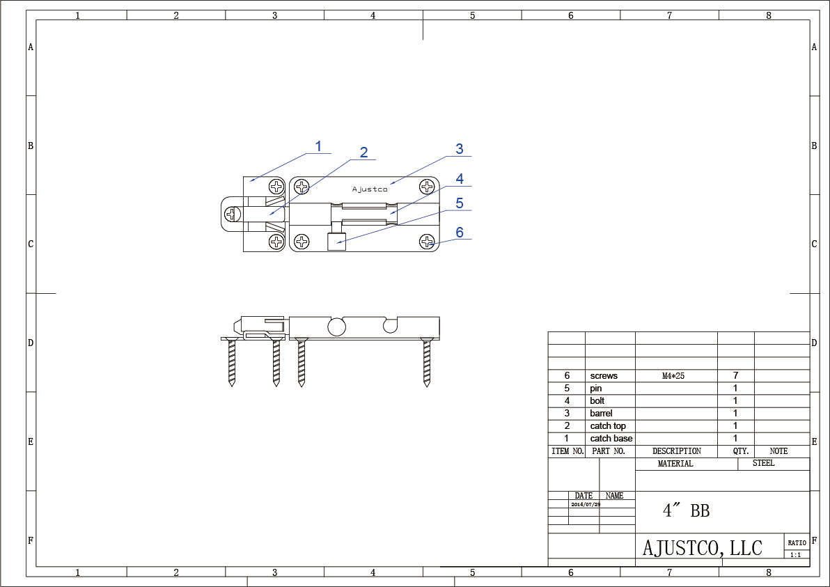 Ajustlock 4" Zinc Ajustable Barrel Bolt