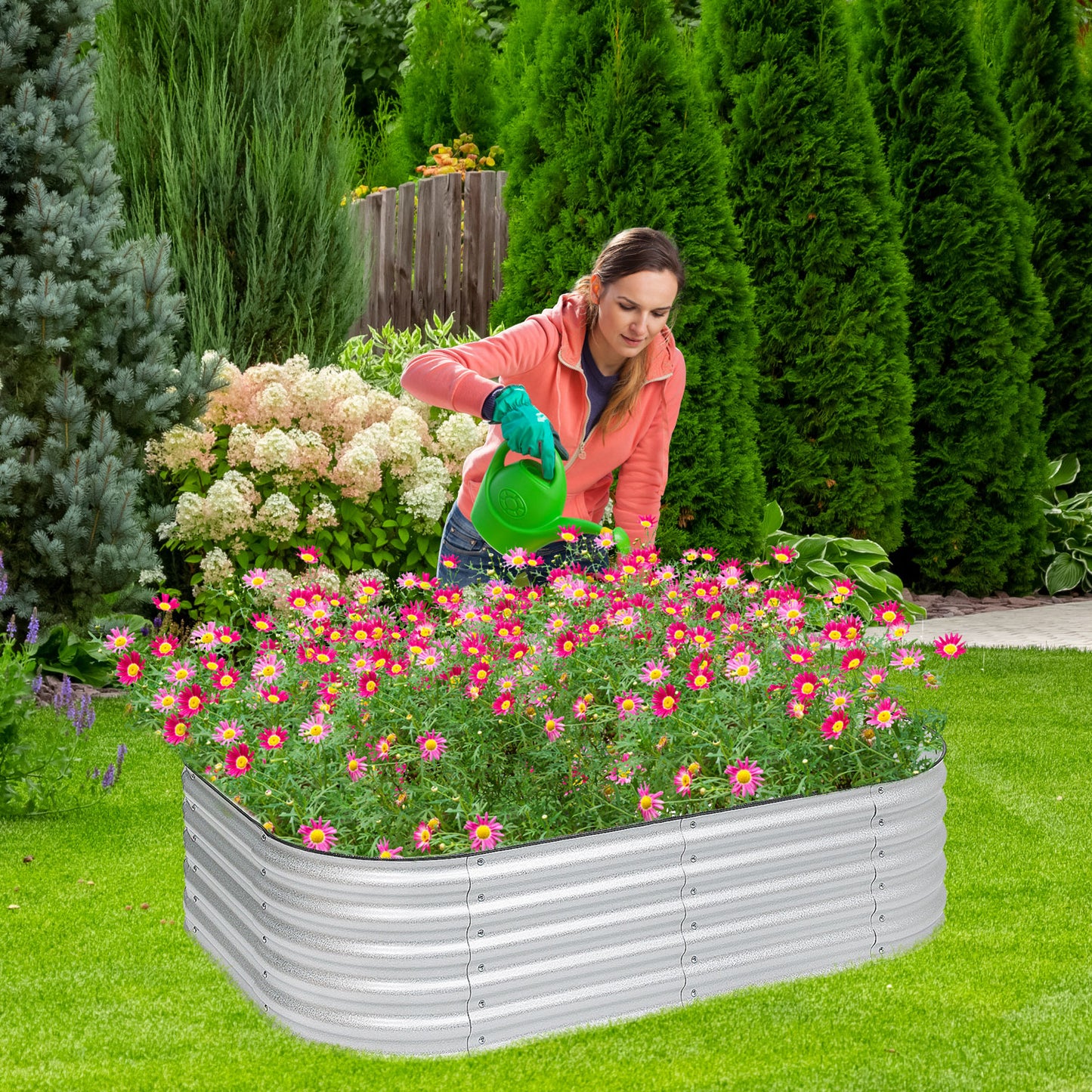 6-in-1 Modular Metal Raised Garden Bed (Silver)