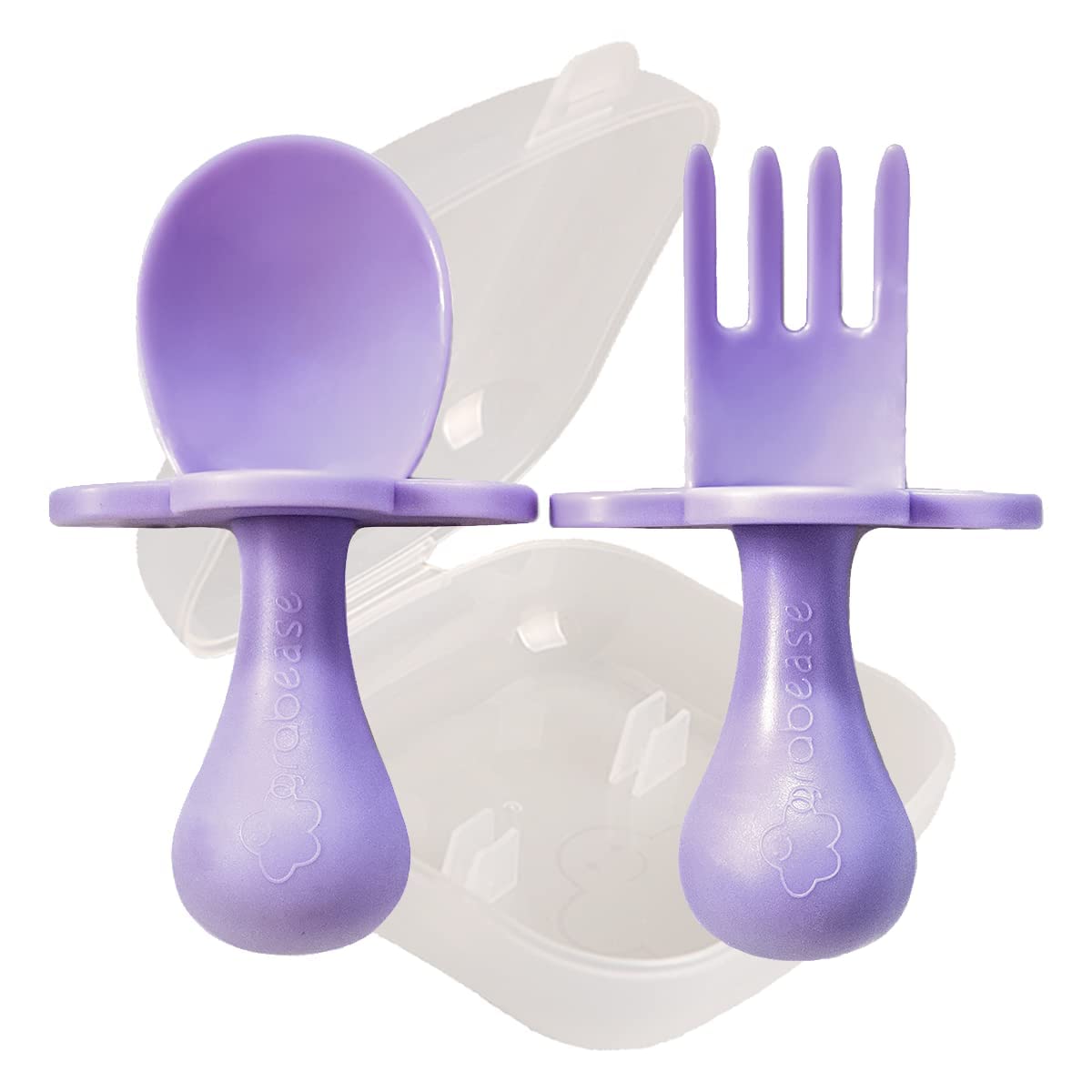 Grabease Baby and Toddler 3pc Self-Feeding Utensils, Lavender