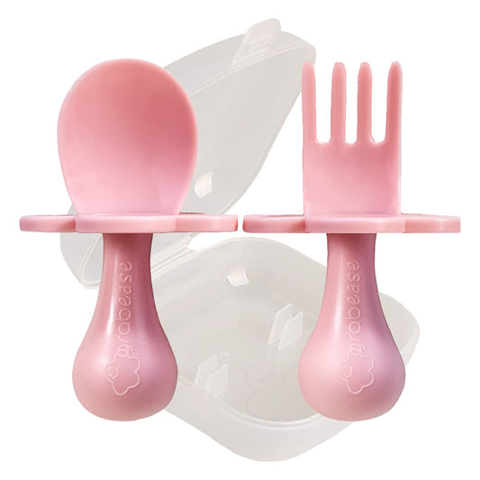 Grabease Baby and Toddler Self-Feeding Utensils, Blush