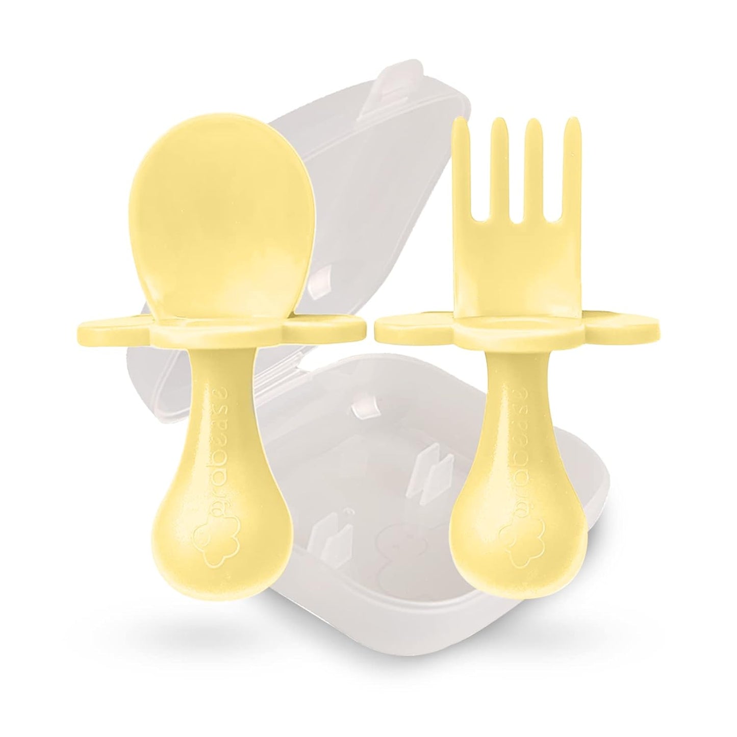 Grabease Baby and Toddler Self-Feeding Utensils, Yellow