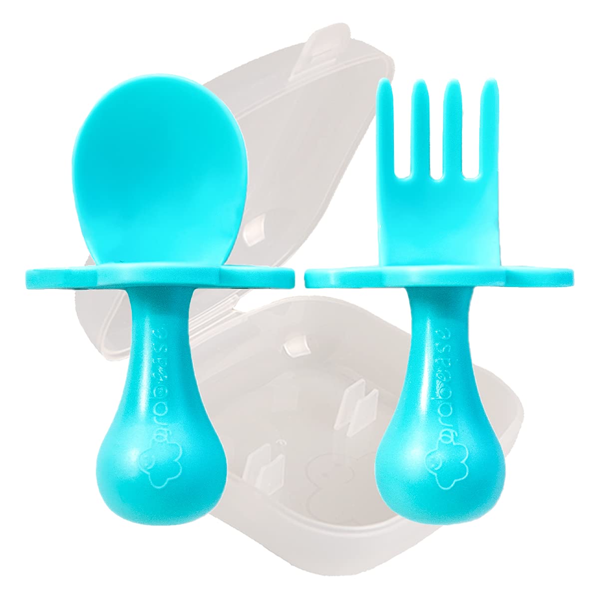 Grabease Baby and Toddler Self-Feeding Utensils, Teal