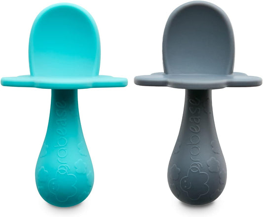 Grabease Baby Silicone Spoon Set - Teal, Gray