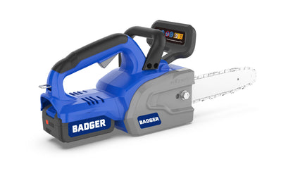 Wild Badger Power Cordless 20 Volt 12-inch Brushless Chainsaw, Includes 4.0 Ah Battery and Clip-on Charger