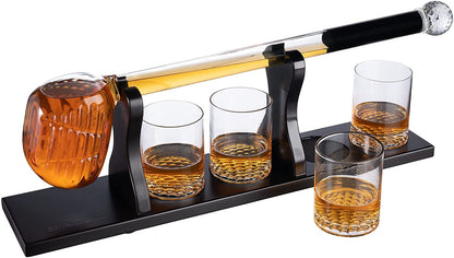 Golf Whiskey Decanter and 4 Liquor Glasses - Decanter & Glass Set - Golf Stick Gifts for Men - Unique Whiskey Decanter Set - Bourbon & Scotch Decanter for Serving Alcohol - Golfer Gifts for Dad