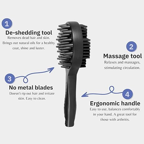 Black Rubber Curry Brush with a Patented Ergonomic Handle
