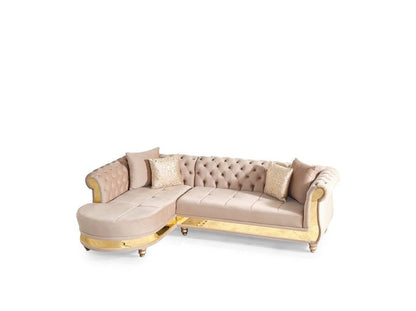 Julia Sectional Made with Velvet leather In Beige