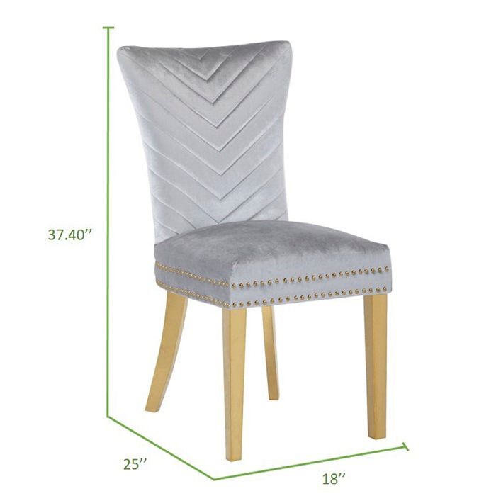 Eva 2 Piece Gold Legs Dining Chairs Finished with Silver Fabric