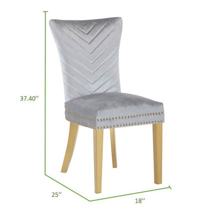 Eva 2 Piece Gold Legs Dining Chairs Finished with Silver Fabric