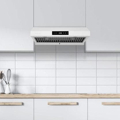 36 Inch Under Cabinet Versatile Venting Range Hood with Stainless Steel Filters in Matte White