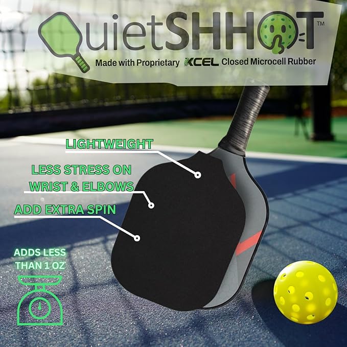 (4 Pads) Quietshhot Stop The POP Pickleball Paddle Mute Sound Absorbing Reducer - Fits On Top of Your Pickleball Paddle to Reduce The Pitch by Up to 4X - Quiet The POP- NOT The Game -