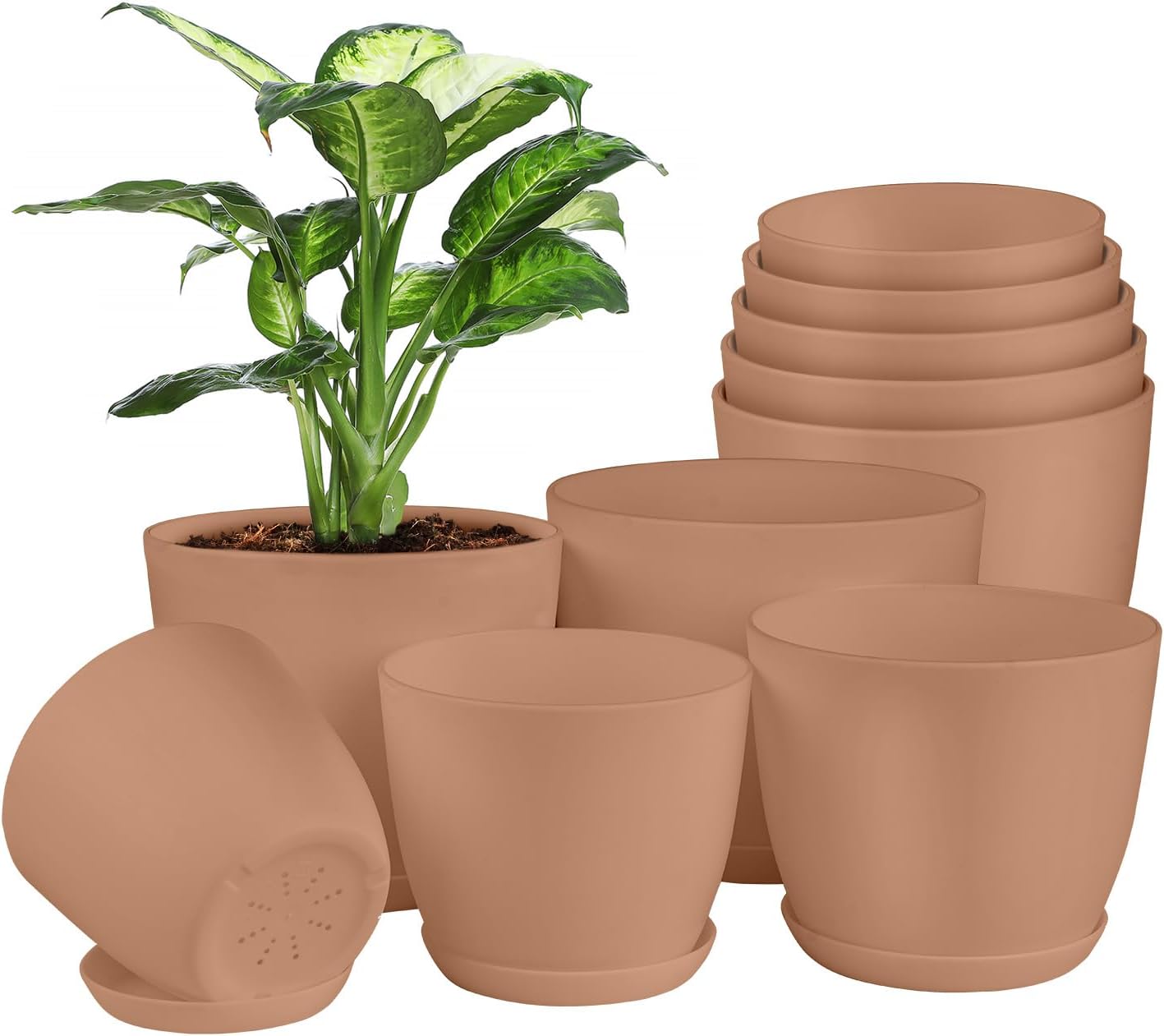 Planter Pots with Drainage Holes - Lightweight, Durable, and Space-Saving Pots for Indoor and Outdoor - Versatile Functionality, Simple Modern Design, Set of 20 Plastic Planter Pots - Pink