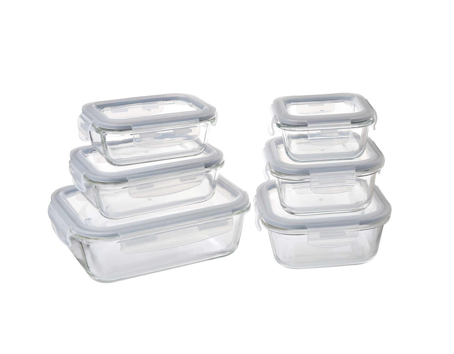 Delight King Glass Storage Containers Set - 12-Piece High Borosilicate Glass Meal Prep Containers - Airtight and Leak-Proof Kitchen Storage Containers - Oven, Microwave, Freezer, Dishwasher Safe