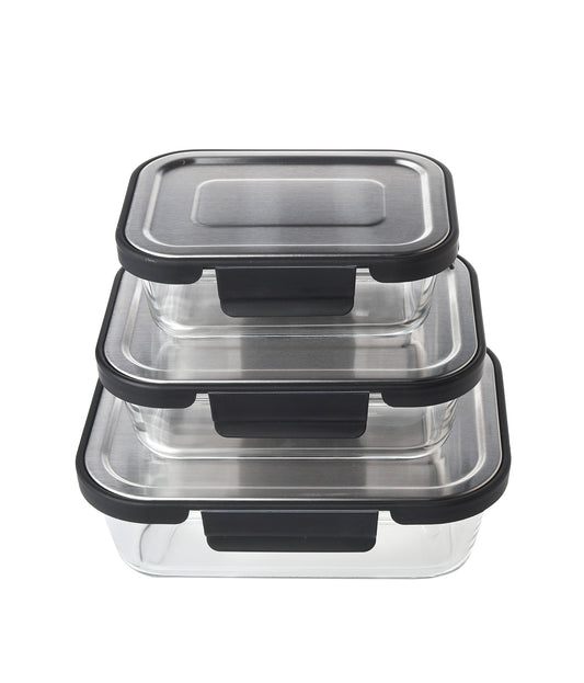 Delight King Glass Food Storage Containers – Set of 3 Glass Meal Prep Containers – Multipurpose Food Storage Containers with Lids Airtight – Eco-Friendly and Reusable Meal Prep Container Glass