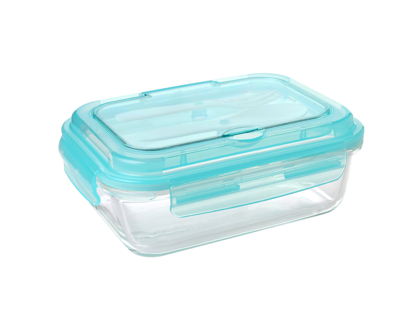 Delight King 33.8oz Rectangular Glass Storage Containers - Leak-Proof, Heat-Resistant, BPA-Free Kitchen Storage Containers - Microwave-Safe Meal Prep Containers with Built-In Tableware