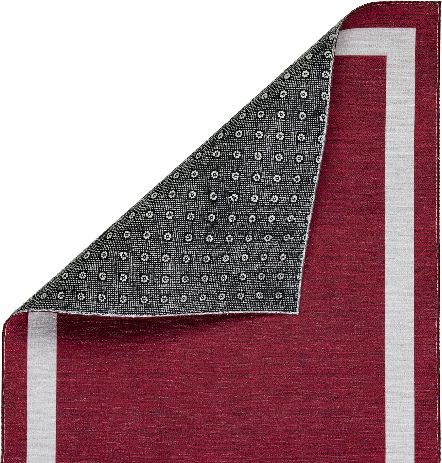 Playa Rug Machine Washable Area Rug With Non Slip Backing - Stain Resistant - Eco Friendly - Family and Pet Friendly - Everest Geometric Modern Bordered Burgundy&Creme Design
