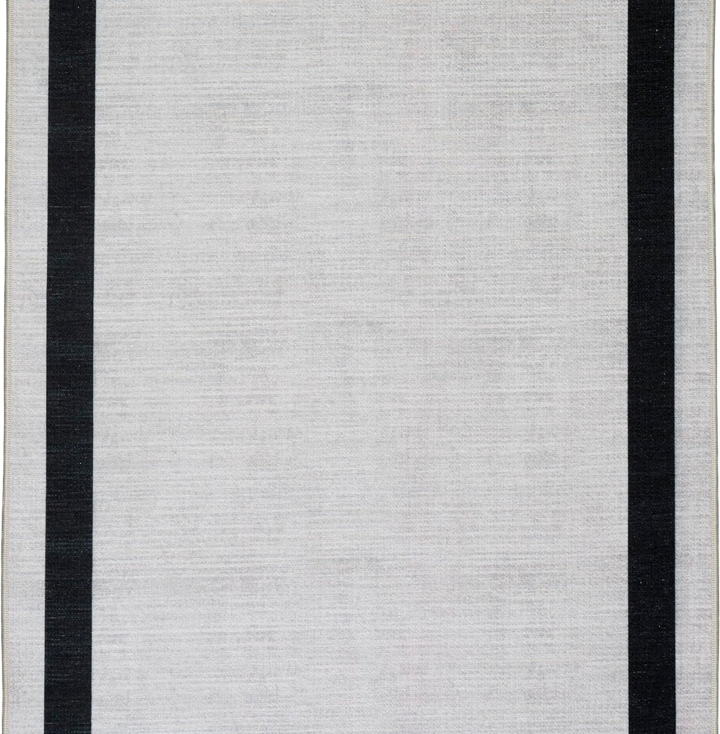 Playa Rug Machine Washable Area Rug With Non Slip Backing - Stain Resistant - Eco Friendly - Family and Pet Friendly - Everest Geometric Modern Bordered Creme&Black Design