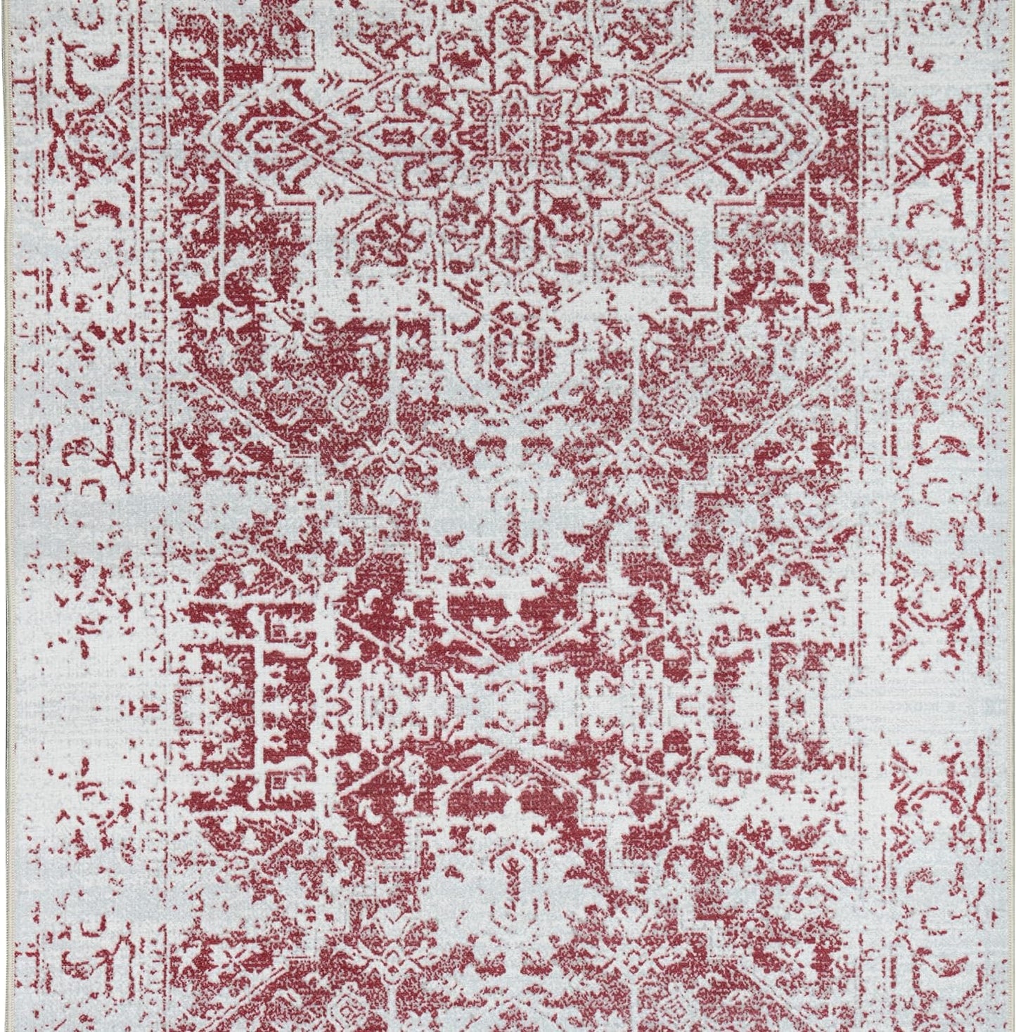 Playa Rug Machine Washable Area Rug With Non Slip Backing - Stain Resistant - Eco Friendly - Family and Pet Friendly - Himalayas Traditional Floral Abstract Burgundy&Creme Design