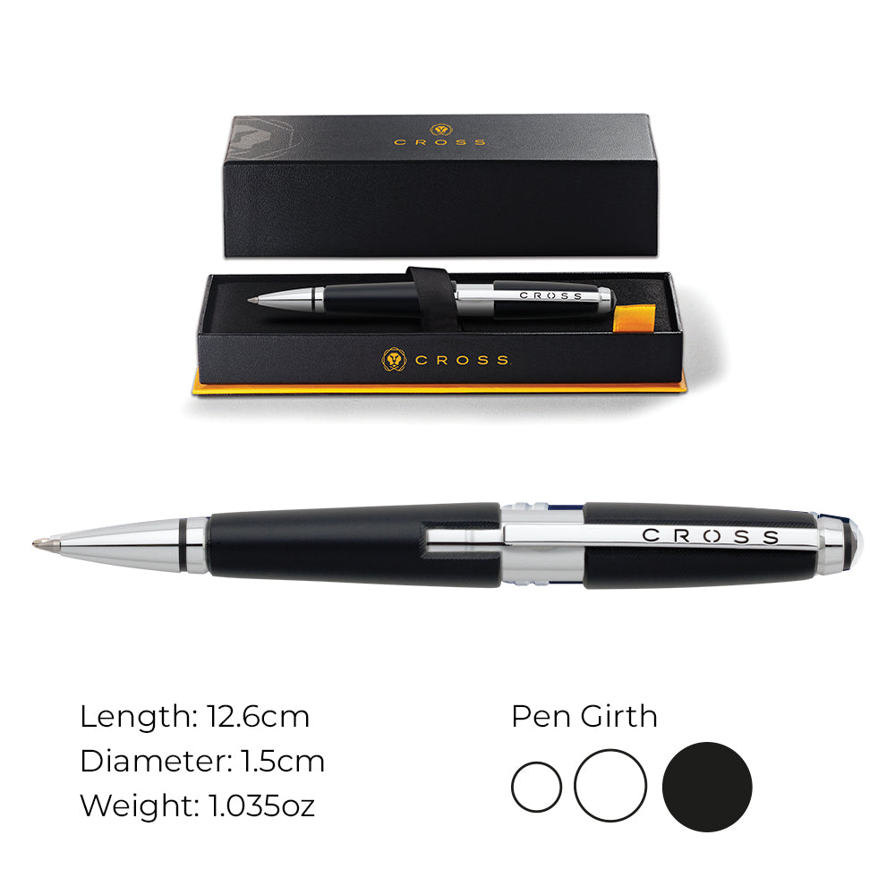 Cross Edge™ Jet Black with Polished Chrome Appointments Selectip Rollerball Pen