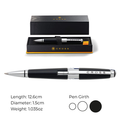 Cross Edge™ Jet Black with Polished Chrome Appointments Selectip Rollerball Pen