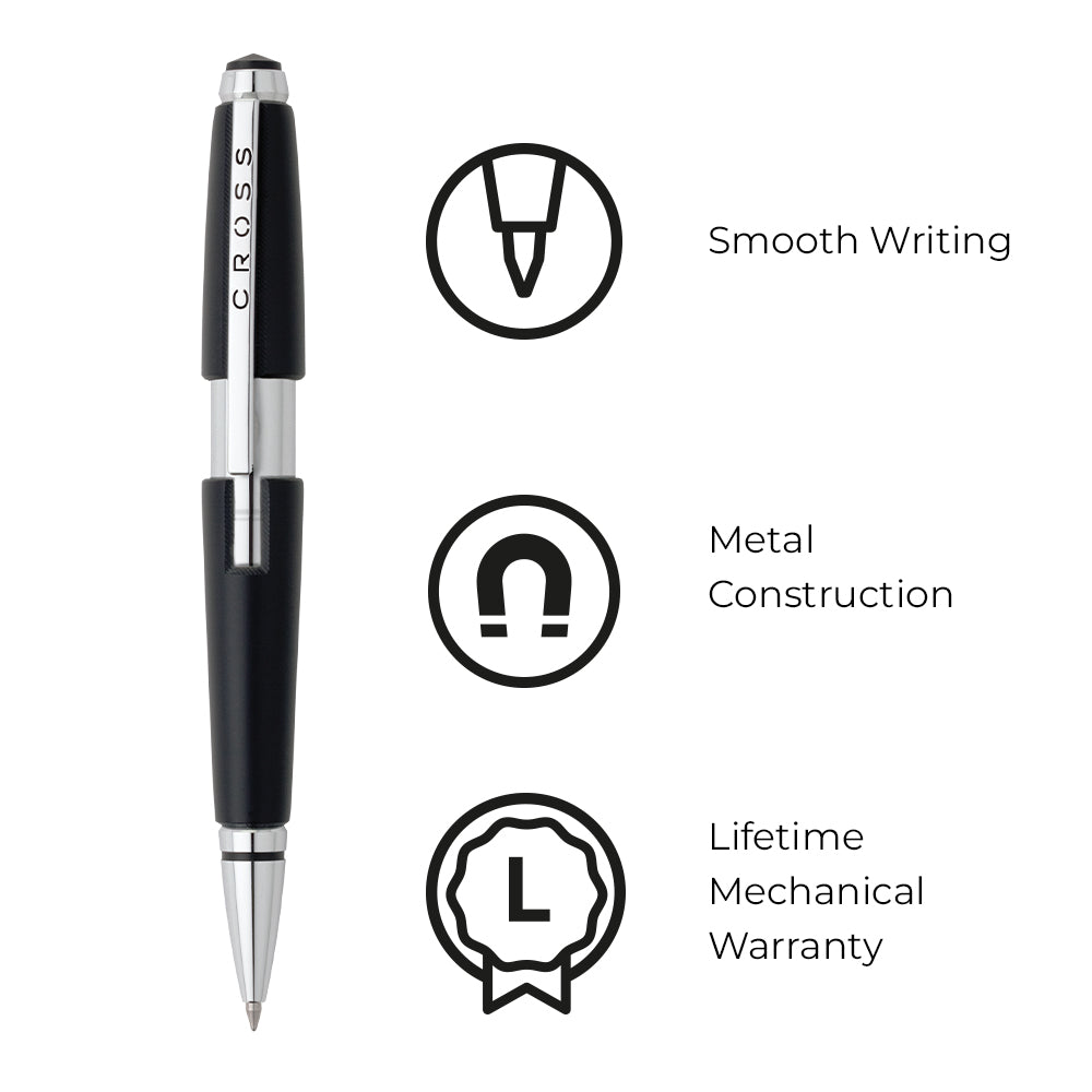 Cross Edge™ Jet Black with Polished Chrome Appointments Selectip Rollerball Pen