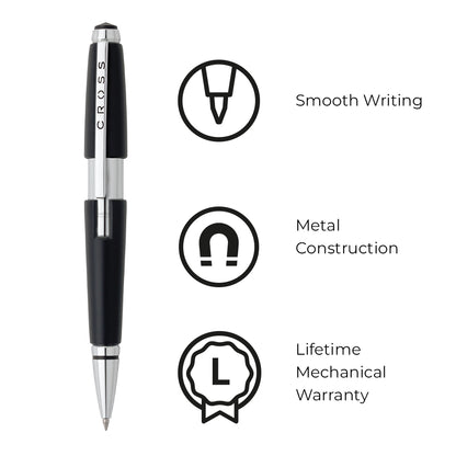 Cross Edge™ Jet Black with Polished Chrome Appointments Selectip Rollerball Pen