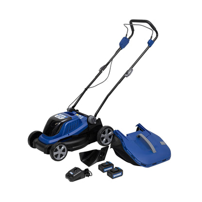 Wild Badger Power Cordless 20 Volt 16-inch Lawn Mower, Includes (2) 4.0 Ah Batteries and (2) Fast Chargers
