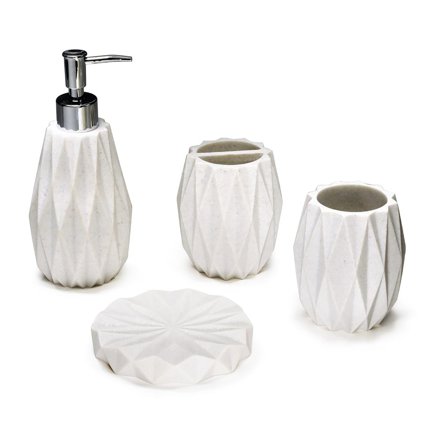 4pc Diamond Resin Bath Accessory Set - Kralix