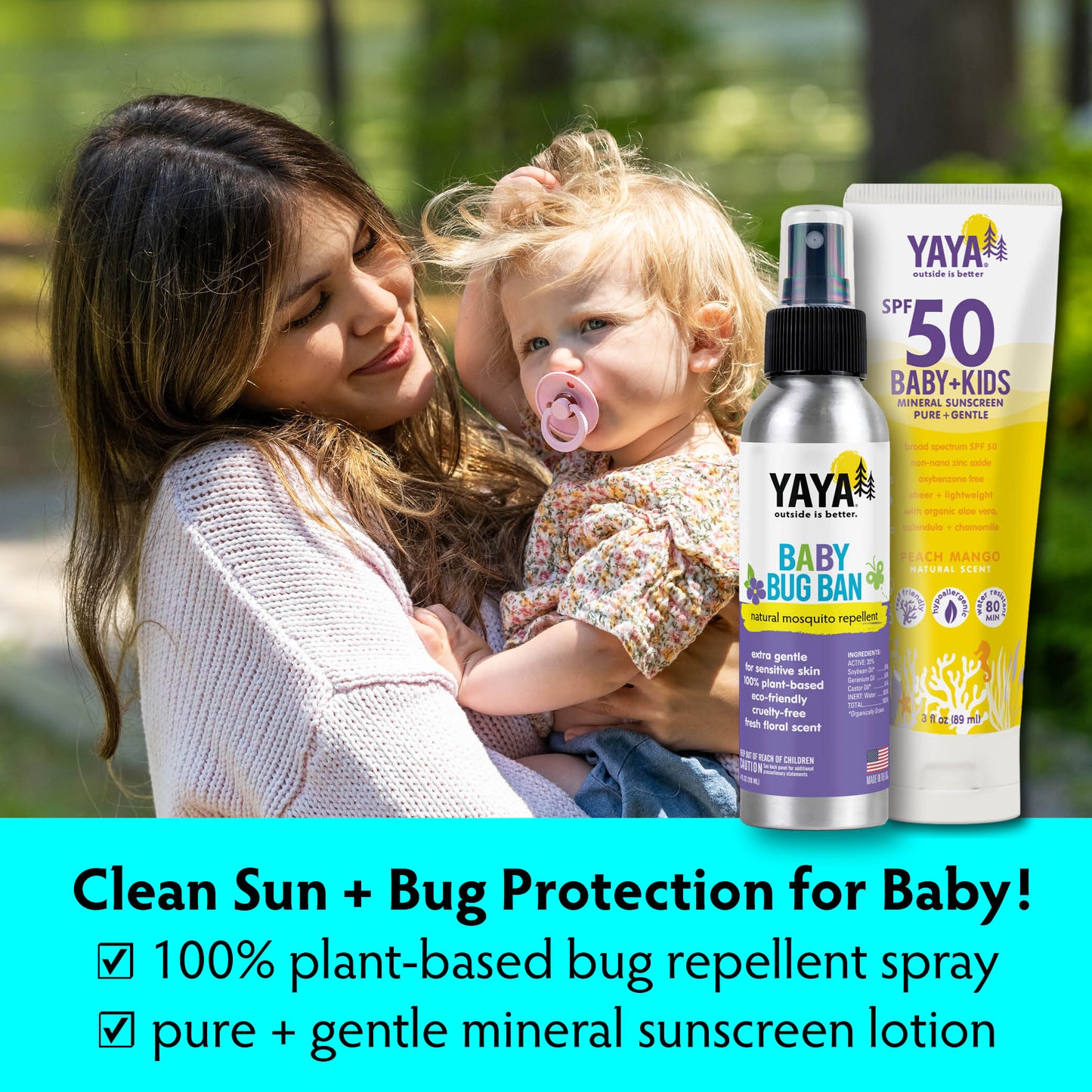 Baby + Kids Spf 50 Mineral Sunscreen 3oz + Baby Bug Ban 4 oz Repellent Bug Spray