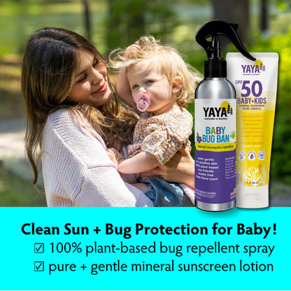 Baby + Kids Spf 50 Mineral Sunscreen 3oz + Baby Bug Ban 8 oz Repellent Bug Spray