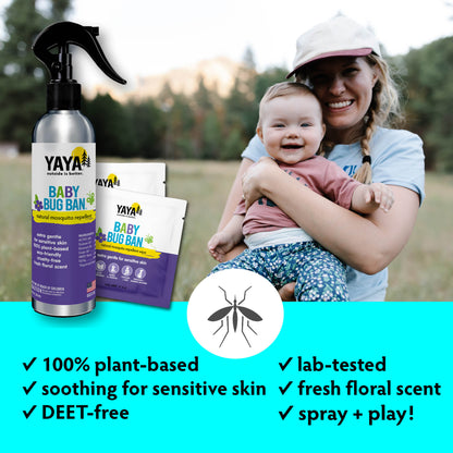 Baby Bug Ban 8 oz Repellent Bug Spray + Repellent Wipes Bundle - 12 wipes