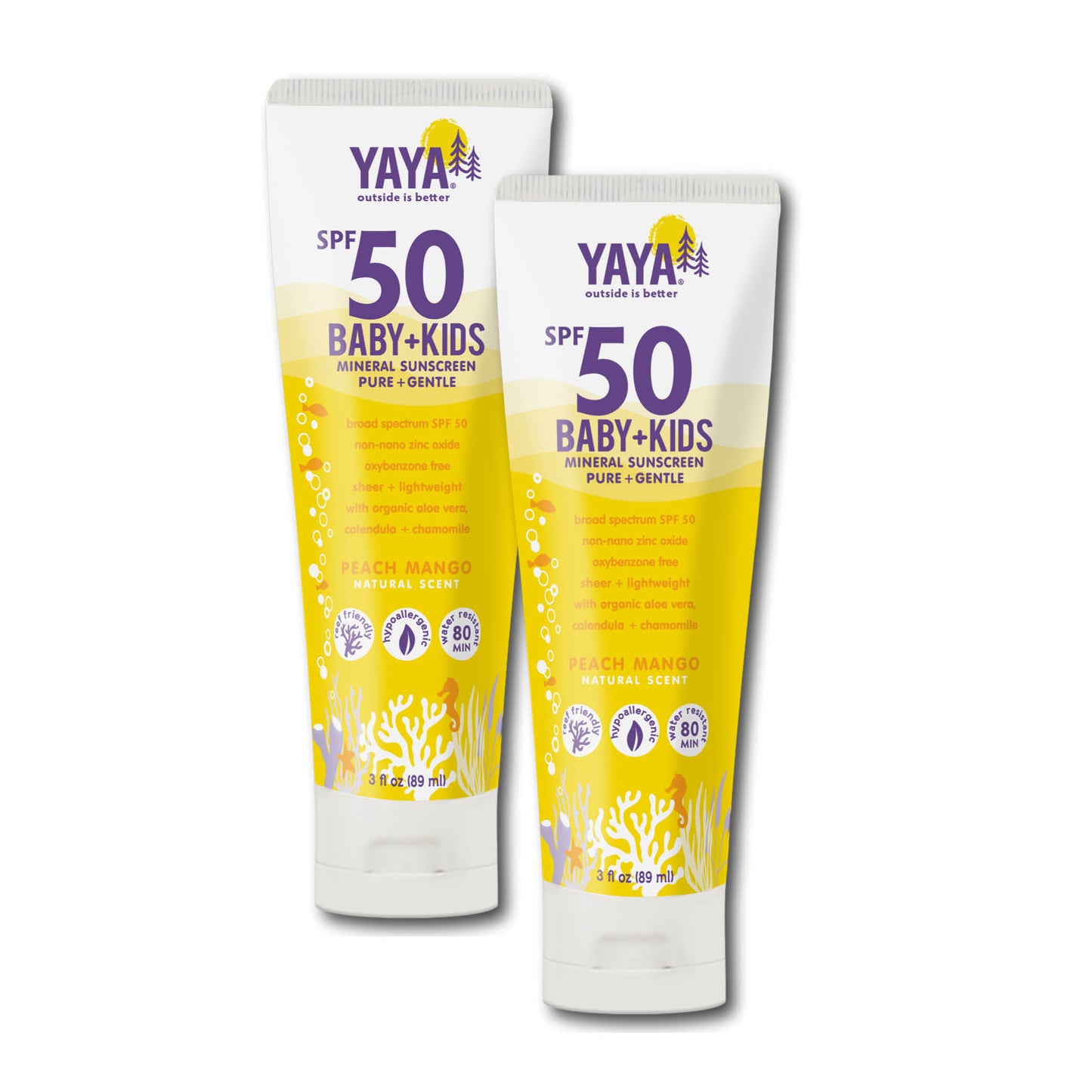 Baby + Kids SPF 50 Mineral Sunscreen lotions, 2 pack, 3 fl oz ea