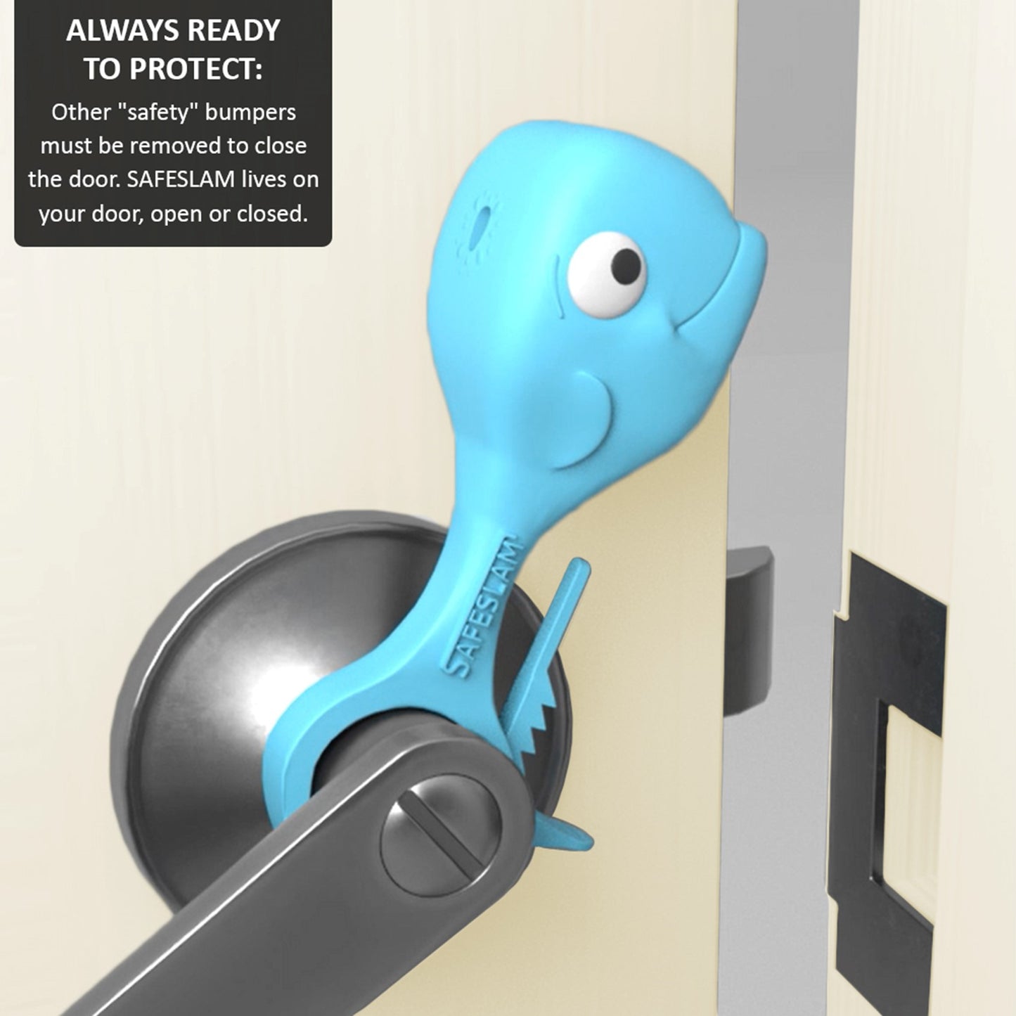 SAFESLAM Stop Door Slams – Prevent Hand Injuries – Always On Door Ready to Protect – Safe and Quiet Doors – Kids Love